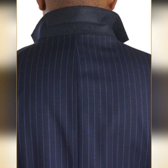 Lauren Ralph Lauren Pinstripe Wool Suit Jacket Blazer 48L Blue Navy Two Button - Picture 14 of 15